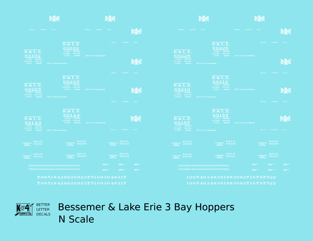 Bessemer and Lake Erie Triple Hopper White B&LE