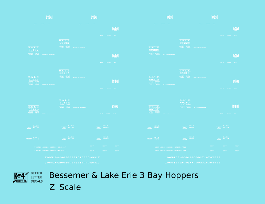 Bessemer and Lake Erie Triple Hopper White B&LE