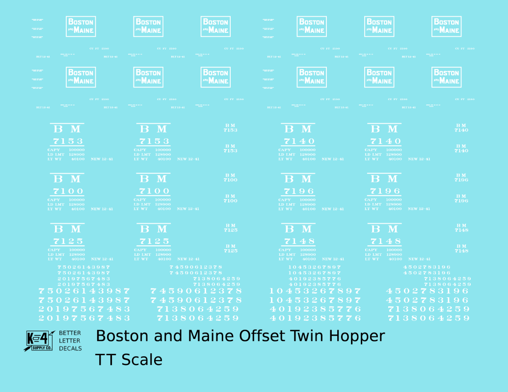 Boston and Maine Offset Twin Hopper White