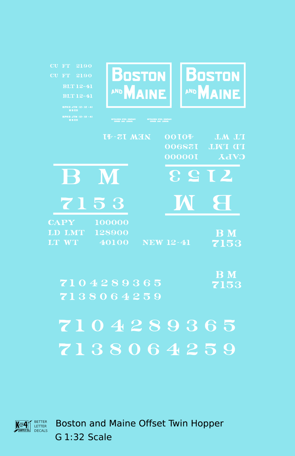 Boston and Maine Offset Twin Hopper White