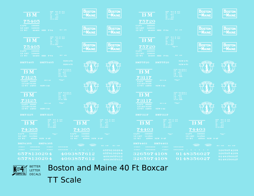 Boston and Maine 40 Ft Boxcar White