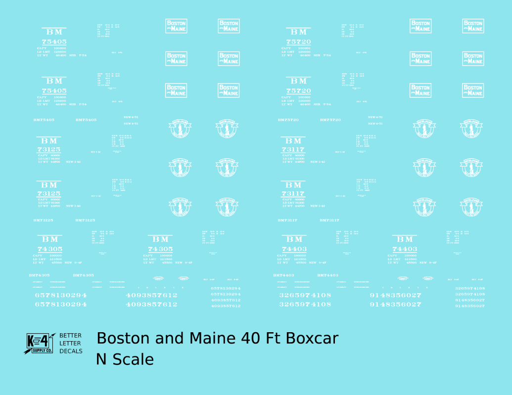 Boston and Maine 40 Ft Boxcar White