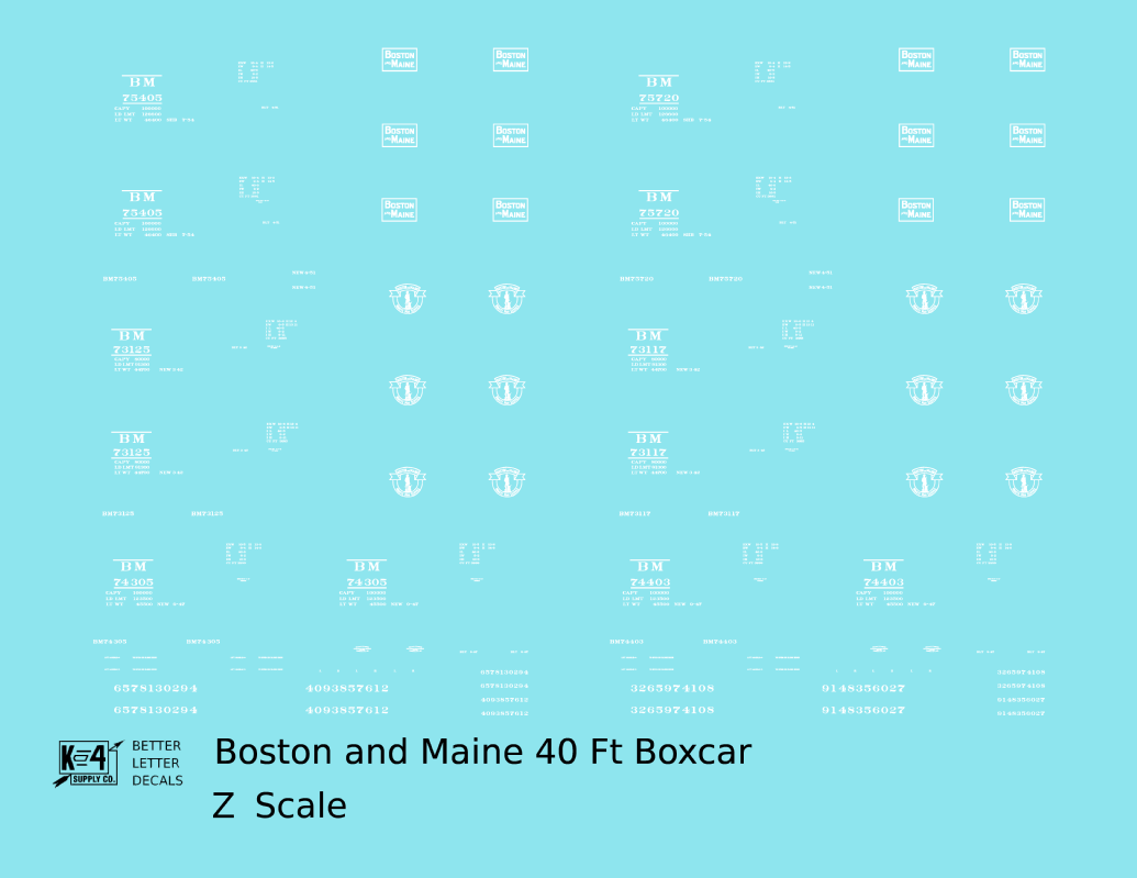 Boston and Maine 40 Ft Boxcar White