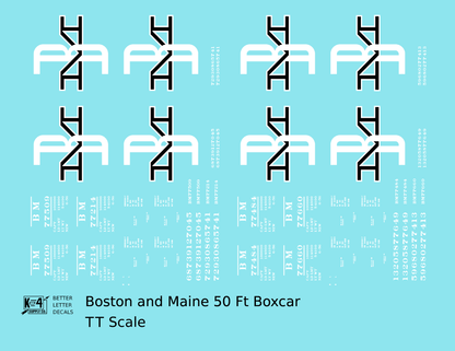 Boston and Maine 50 Ft Boxcar Black and White