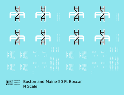 Boston and Maine 50 Ft Boxcar Black and White