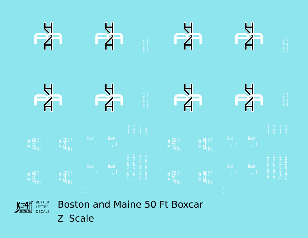 Boston and Maine 50 Ft Boxcar Black and White