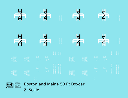 Boston and Maine 50 Ft Boxcar Black and White