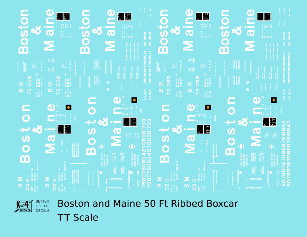 Boston and Maine 50 Ft Ribbed Boxcar White