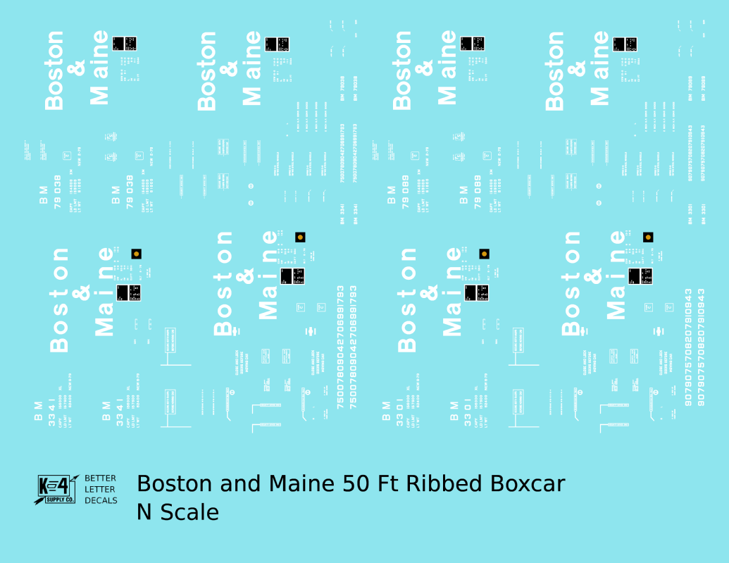 Boston and Maine 50 Ft Ribbed Boxcar White