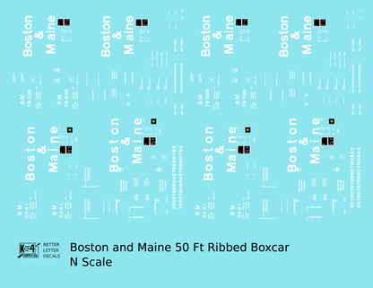 Boston and Maine 50 Ft Ribbed Boxcar White