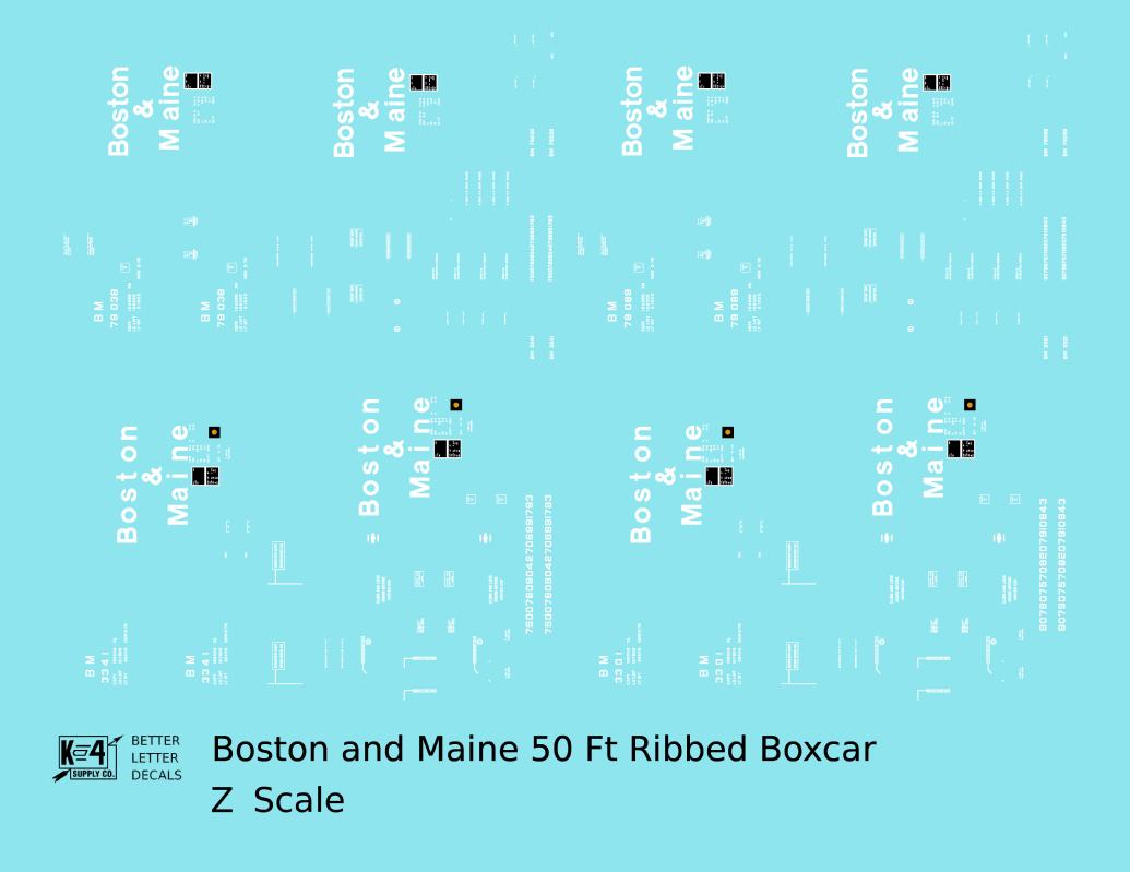 Boston and Maine 50 Ft Ribbed Boxcar White