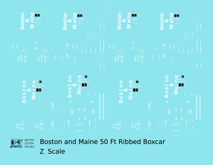 Boston and Maine 50 Ft Ribbed Boxcar White