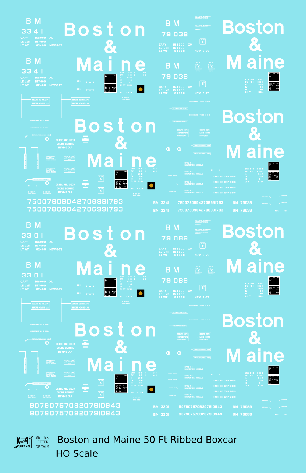 Boston and Maine 50 Ft Ribbed Boxcar White