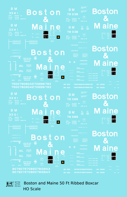 Boston and Maine 50 Ft Ribbed Boxcar White