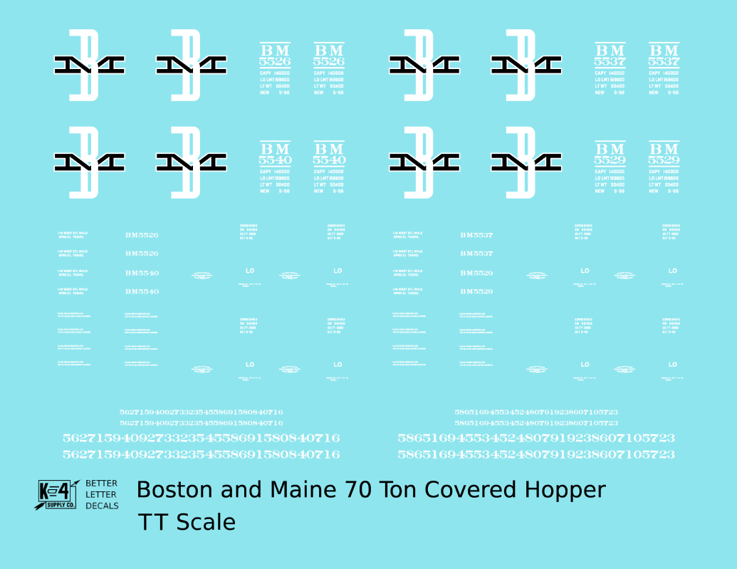 Boston and Maine Covered Hopper Black and White