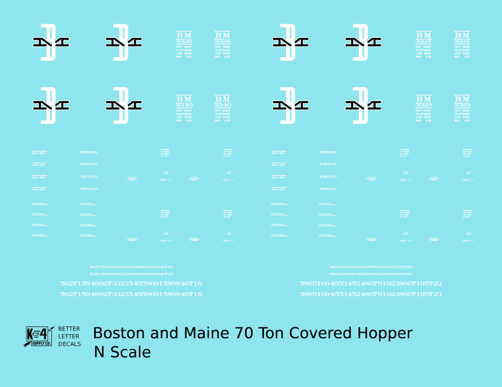 Boston and Maine Covered Hopper Black and White