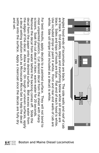 Boston and Maine Diesel Locomotive Black and White