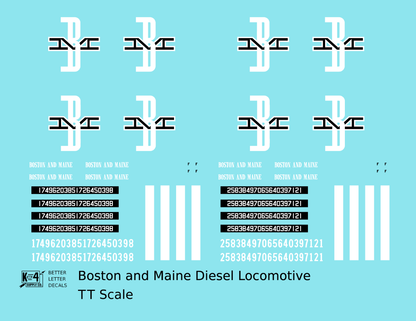 Boston and Maine Diesel Locomotive Black and White