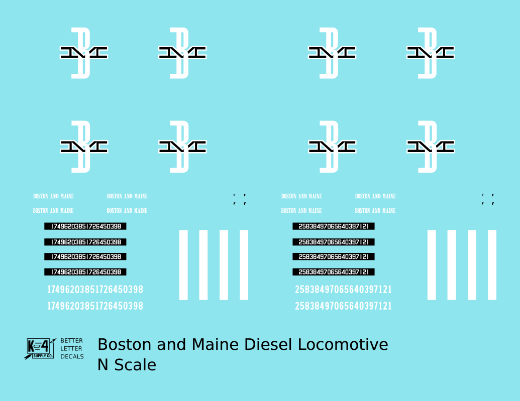 Boston and Maine Diesel Locomotive Black and White