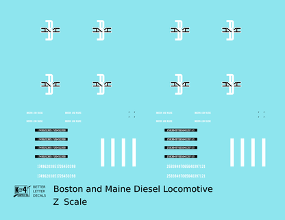 Boston and Maine Diesel Locomotive Black and White