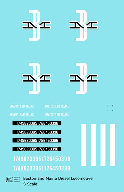Boston and Maine Diesel Locomotive Black and White