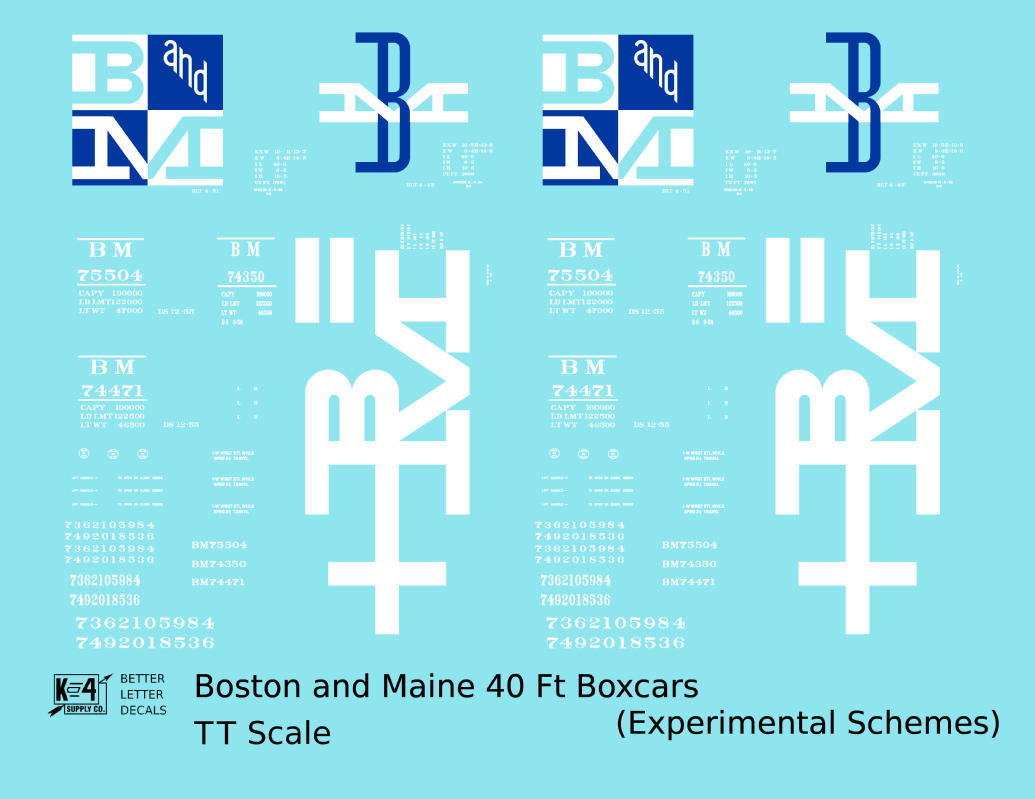 Boston and Maine 40 Ft Boxcar White and Blue Experimental Paint Schemes