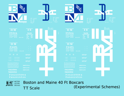Boston and Maine 40 Ft Boxcar White and Blue Experimental Paint Schemes