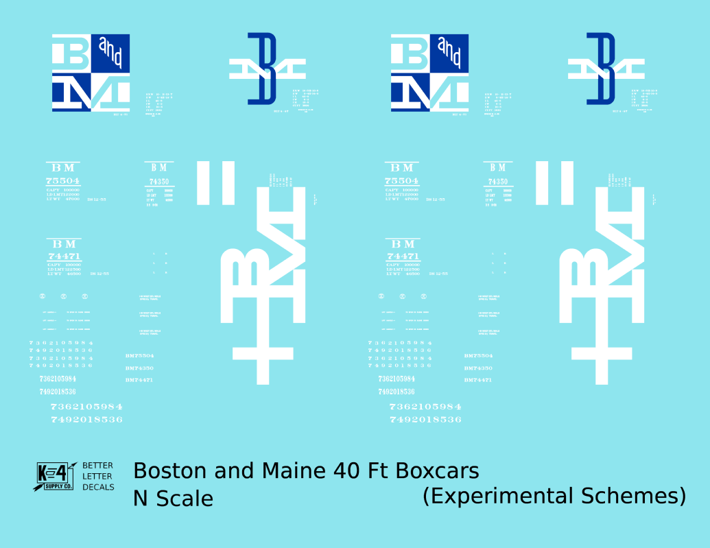 Boston and Maine 40 Ft Boxcar White and Blue Experimental Paint Schemes
