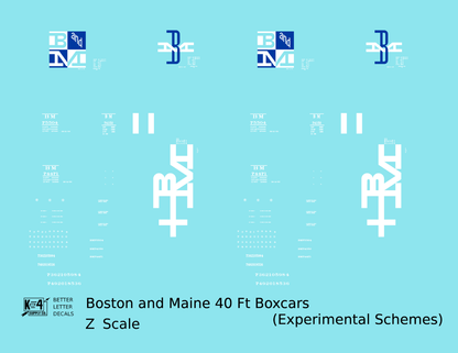 Boston and Maine 40 Ft Boxcar White and Blue Experimental Paint Schemes
