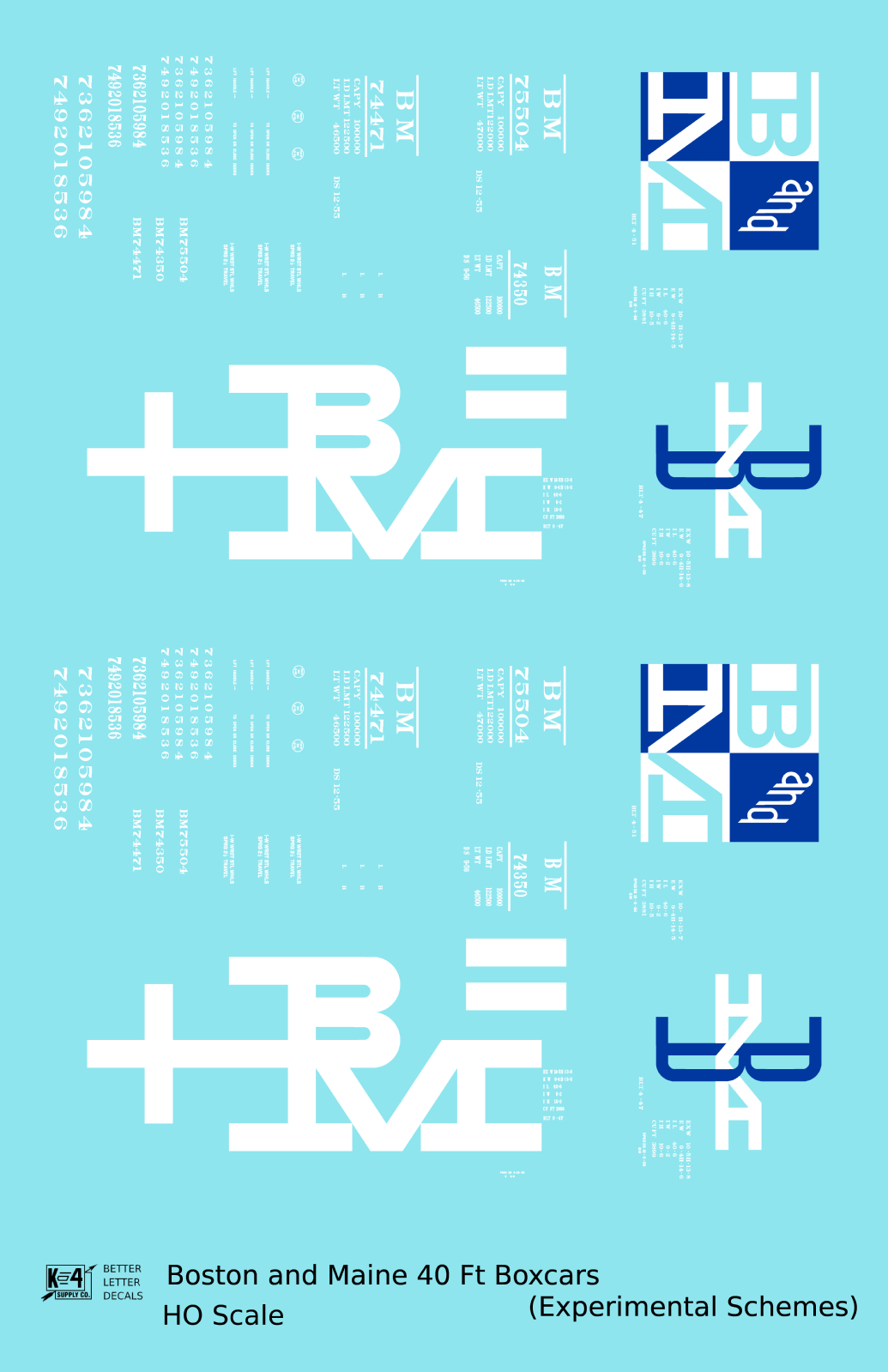 Boston and Maine 40 Ft Boxcar White and Blue Experimental Paint Schemes