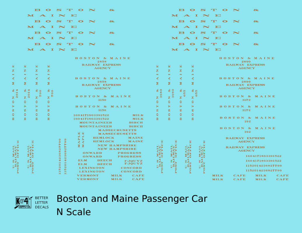 Boston and Maine Standard Passenger Car Bronze Gold