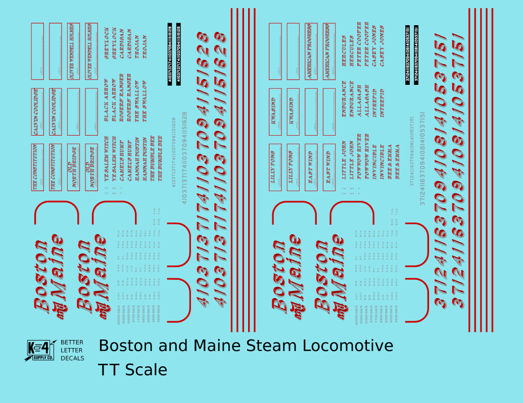 Boston and Maine Steam Locomotive Silver and Red