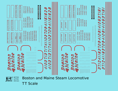 Boston and Maine Steam Locomotive Silver and Red