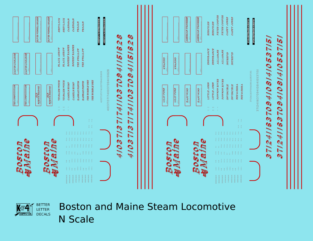 Boston and Maine Steam Locomotive Silver and Red