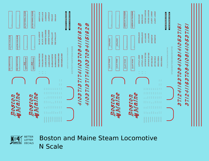 Boston and Maine Steam Locomotive Silver and Red