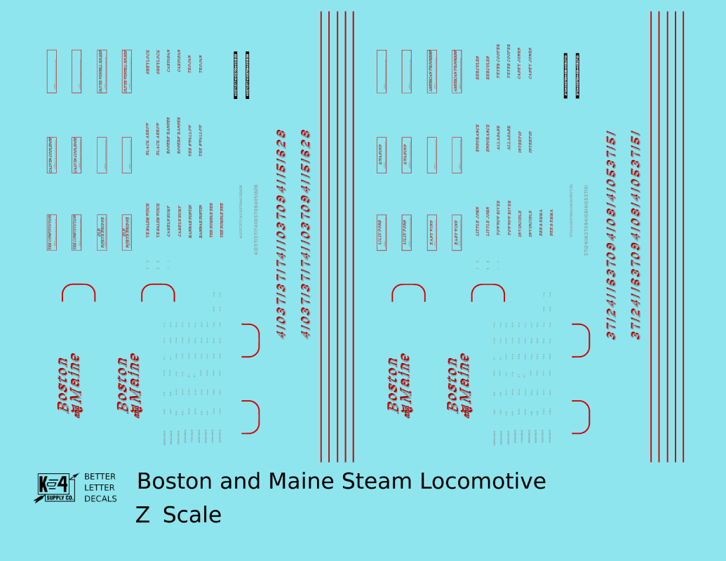 Boston and Maine Steam Locomotive Silver and Red