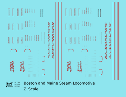 Boston and Maine Steam Locomotive Silver and Red