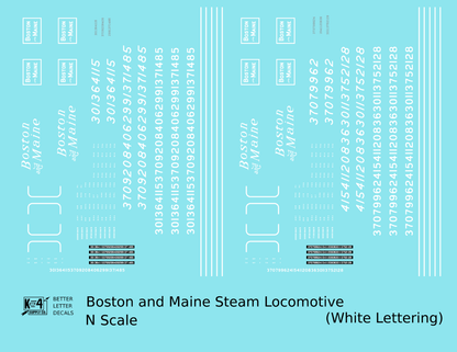 Boston and Maine Steam Locomotive White