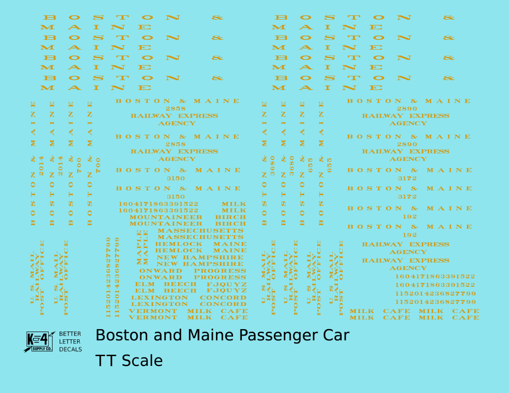 Boston and Maine Standard Passenger Car Dulux Yellow