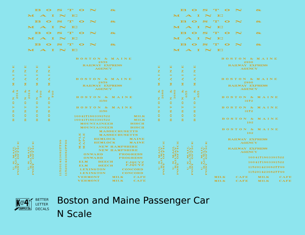 Boston and Maine Standard Passenger Car Dulux Yellow