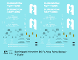 Burlington Northern 86 Ft Auto Parts Boxcar White