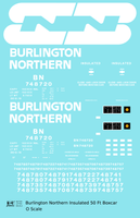 Burlington Northern Insulated 50 Ft Boxcar White  - Decal - Choose Scale