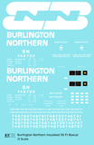 Burlington Northern Insulated 50 Ft Boxcar White  - Decal - Choose Scale