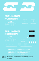 Burlington Northern Insulated 50 Ft Boxcar White  - Decal - Choose Scale