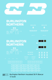 Burlington Northern Insulated 50 Ft Boxcar White  - Decal - Choose Scale