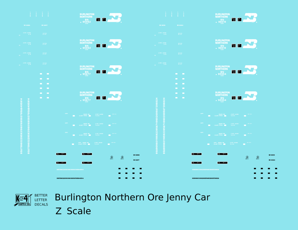 Burlington Northern Ore Jenny Car White