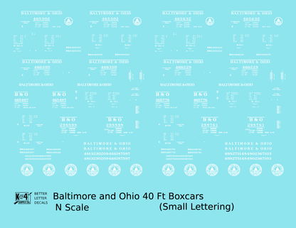 Baltimore and Ohio 40 Ft Boxcar White Small Lettering
