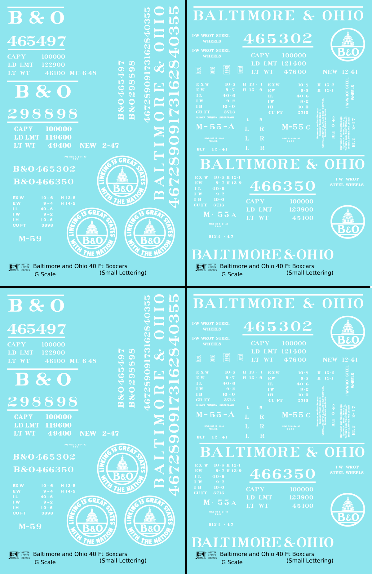 Baltimore and Ohio 40 Ft Boxcar White Small Lettering