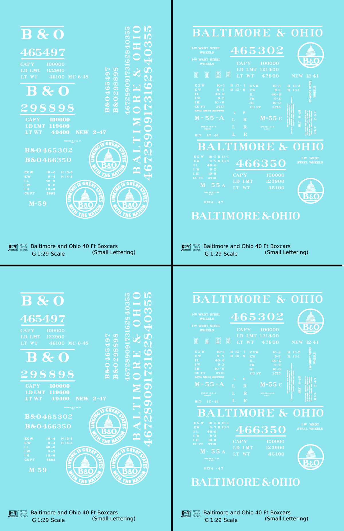 Baltimore and Ohio 40 Ft Boxcar White Small Lettering