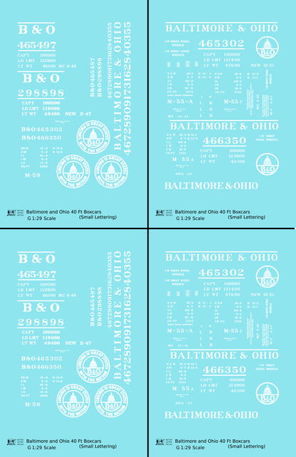 Baltimore and Ohio 40 Ft Boxcar White Small Lettering